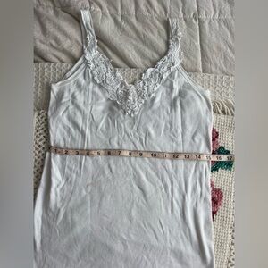 White Lace Trim Tank Top